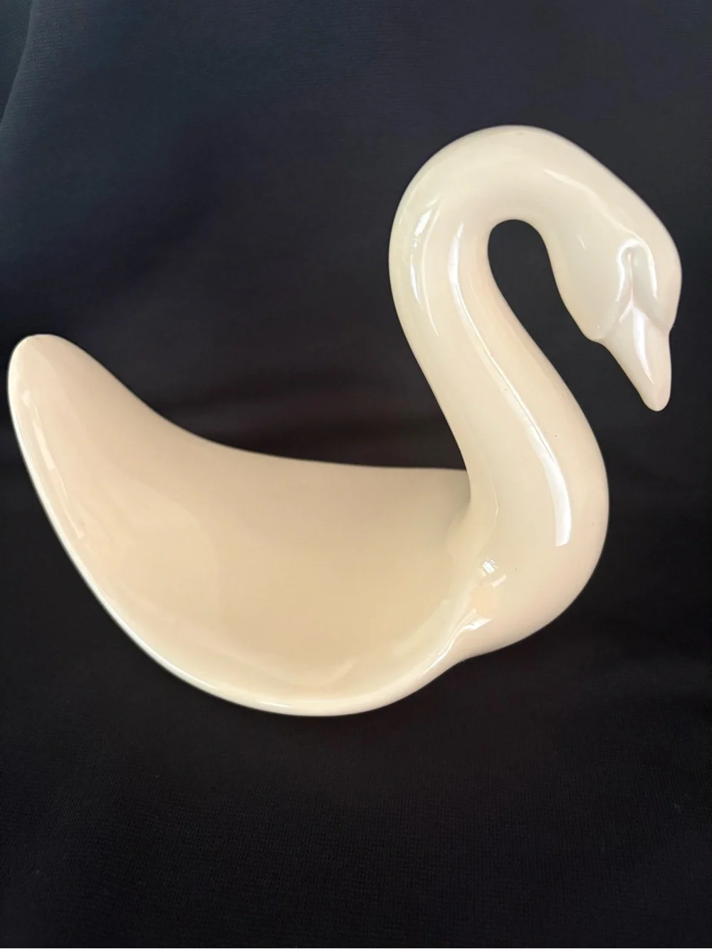 Vintage MCM Ceramic Swan Trinket Dish Cream USA Pottery - Vohann of California